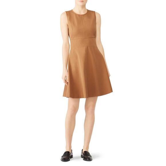 Derek Lam 10 Crosby Corset Waist Dress Fit and Flare Sleeveless Mini Camel Tan 8 - Picture 2 of 14